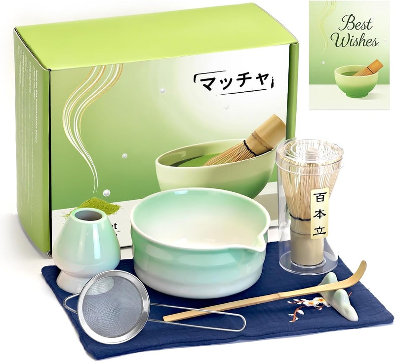 Evoio Matcha Set, 10 Pcs Japanese Matcha Whisk Set with Ceramic Bowl, Bamboo Whisk, Stainless Sifter, Scoop and Holder, Gift for Tea Lovers - Image 1